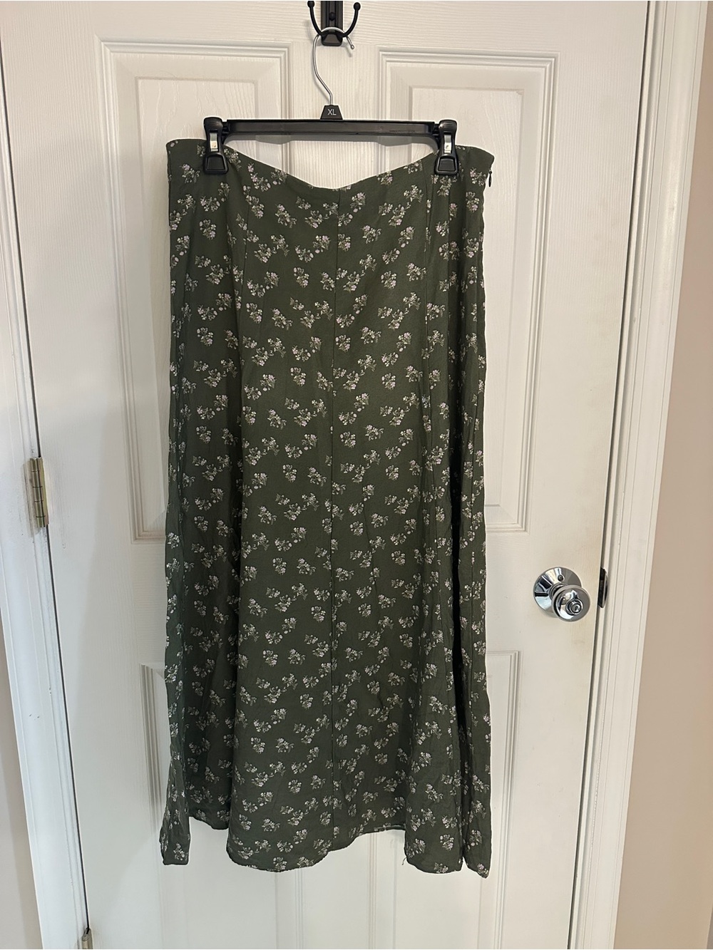 LOFT Olive Green Floral Midi Skirt
